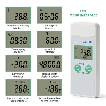 Нова машина за висока точност Цифров USB-Регистратор на Данни на температурата AB-10C -20 ℃-/+ 40 ℃ за транспортиране на храни, лекарства, Ваксини в Хладилника Изображение 2