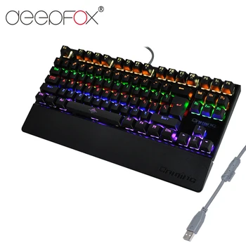 Deepfox Ръчна Детска Клавиатура 87 Клавиши Синия Ключ Осветление Осветление Anti-ghosting Led Клавиатура Наручная Pro Gamer