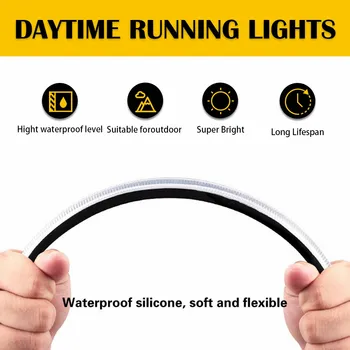 AUXITO 2X LED DRL Автомобилни Дневни Светлини Гъвкави Водоустойчиви Авто Декоративни Лампи Ленти Бял Жълт Поток от Указател на Завоя Изображение 2
