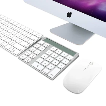 Акумулаторна цифрова клавиатура Bluetooth 2 в 1 и калкулатор с 12-фигурални LCD дисплей на преносим компютър на Apple, 29 комбинации с клавиша 00
