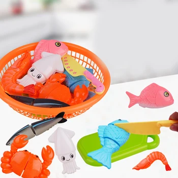 3-6 години на Детски дом серия морски дарове модел раци, скариди сайра кухненски играчки, Игри къща моделиране комплект за готвене за момичета