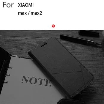 Ръчно изработени За Xiaomi Mi Max 3/Mi Max 2 Кожен Флип калъф Модерен ПУ флип-надолу Капака на Слота За Карта с Поставка Изображение 2