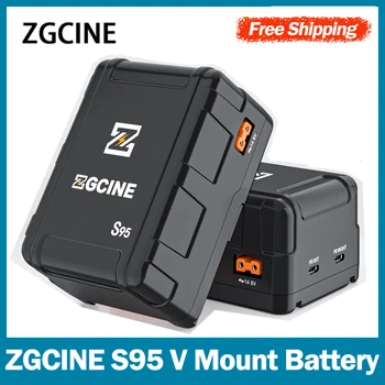 ZGCINE S95 6400 mah 14,8 В, 94,72 Wh Мини V-образен батерия с поддръжка на бързо зареждане PD за лампи, камери, монитори и смартфони