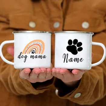 Кучето на Майка Емайлирани Чаши за Кафе С Потребителски Име на Кучето на Майка Чаши за Огъня Подарък Персонализирани, за да Си Собственик на Куче Подаръци за Любителите на Кучета Жените