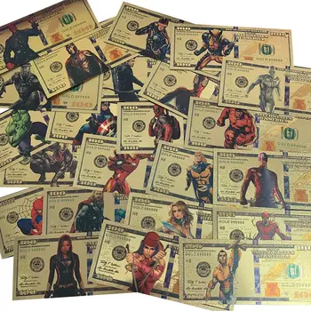 46 Вида Златно Фолио 100 щатски долара Super Hero Възпоменателни Златни Банкноти серия Movie star колекционерски картички САЩ За Домашен Декор