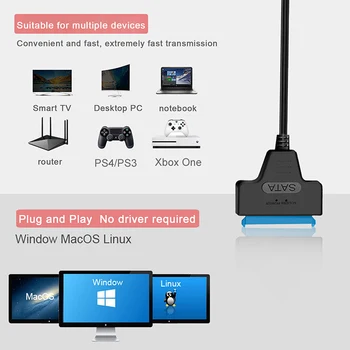 Кабел SATA към USB 3.0/2.0 е със скорост до 6 Gbit/s за 2,5-инчов външен твърд диск HDD и SSD Твърд диск Адаптер SATA USB 3.0 към веригата Sata Изображение 2