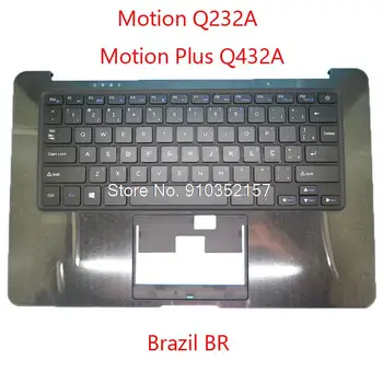 Черна поставка за ръце и Черна Клавиатура За Positivo Motion Q232A Motion Plus Q432A H003-33 YMS-0075-B D1459 Бразилия Син етикет, без тъчпад