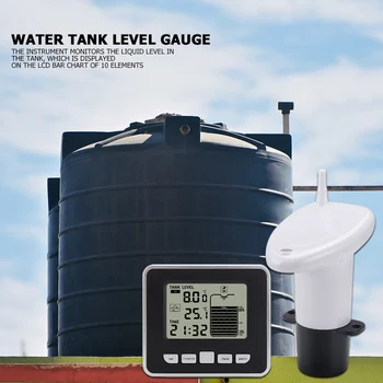 Измерител на Нивото на водата в Ултразвукова Резервоар за измерване на Нивото на течности с Датчик за Температура и Време, Аларма Изображение 2