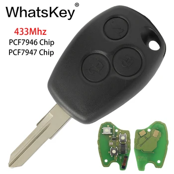 WhatsKey 433 Mhz, Чип, 2 Бутона на Дистанционното на Ключа на Автомобила За Renault Espace Clio, Kangoo Logan Sandero Duster PCF7946/PCF7947
