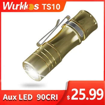 Wurkkos TS10 Мощни мини-фенерче 14500 EDC 3 * 90 светодиоди и CRI одноцветным джоба фенерче Aux 1400LM Anduril 2.0