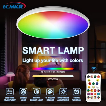 През цялата Wifi Sasha LED Тавана Лампа, S Smart RGB Вътрешно Осветление Функция за Синхронизация Панел Лампа Начало Декор Светлини С Дистанционно Управление