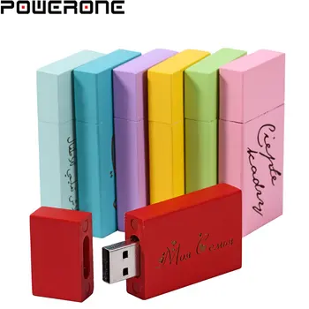 POWERONE 10 цвята (1 бр. безплатно ЛОГО по поръчка) USB 2.0 дървени USB флаш памет 4 GB 8 G 16 GB 32 GB 64 GB Фотография Сватбен подарък