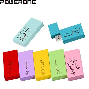 POWERONE 10 цвята (1 бр. безплатно ЛОГО по поръчка) USB 2.0 дървени USB флаш памет 4 GB 8 G 16 GB 32 GB 64 GB Фотография Сватбен подарък Изображение 2