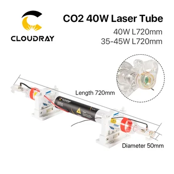 Cloudray 35-45 W Co2 Метална, Стъклена Лазерна Тръба 720 mm 40 W Стъклена Лазерна Лампа за CO2 Лазерно Гравиране, Рязане Изображение 2