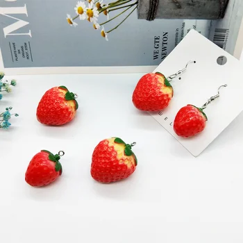 10 бр./опаковане. Големи и малки 3D Ягоди Плодове Смола Закачане на Ключодържател с Висулка, Обеци Сам Занаят, Модни Бижута и Аксесоари Изображение 2