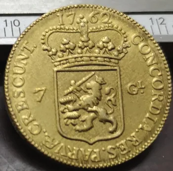 1762 Холандската Република (Гелдерланд) 7 златни гулдена Копие на Рядка монета Изображение 2