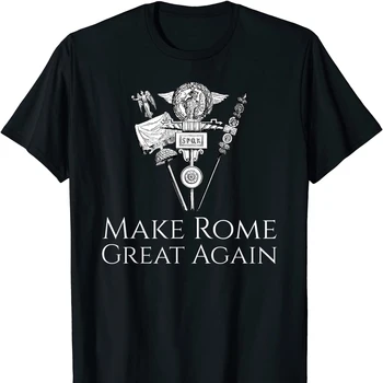 Тениска SPQR Roman Legion Eagle Standard - Make Rome Great Again. Мъжки t-shirt Премиум-клас От Памук С Къс Ръкав и Кръгло Деколте, Новата S-3XL