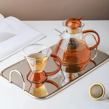 Чаени Чаши в Европейски Стил, Набор от Термоустойчиви Стъклени Чаени Чаши, Кана за Вода с Кафе, Топъл Чай, Чаша за Студен Чай, Високо Качество Чай