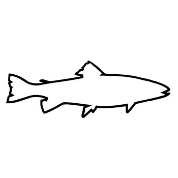 Черно/Сребриста Пъстърва Контур Стикер Vinyl Стикер На колата Морска Трън Дъгова Крайбрежна Риба 16,6 СМ * 5,8 СМ