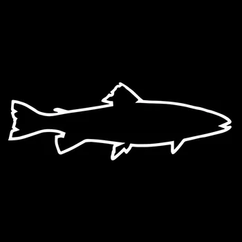 Черно/Сребриста Пъстърва Контур Стикер Vinyl Стикер На колата Морска Трън Дъгова Крайбрежна Риба 16,6 СМ * 5,8 СМ Изображение 2