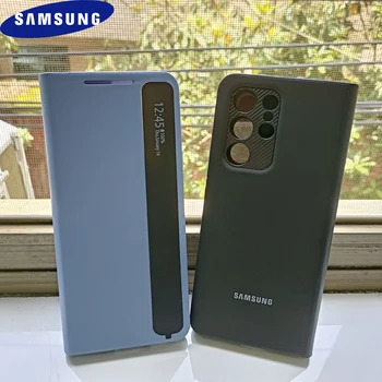 Оригинален Умен Флип калъф Clear View За Samsung Galaxy S21 Plus S21 + Кутия S-View Кожен Защитен Калъф За S21/S21 Ultra 5G