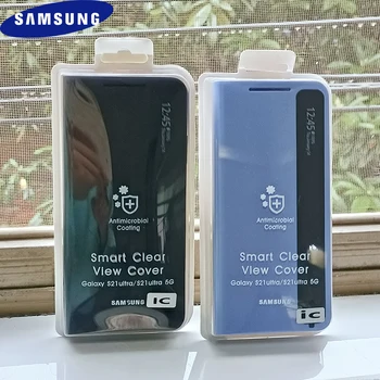 Оригинален Умен Флип калъф Clear View За Samsung Galaxy S21 Plus S21 + Кутия S-View Кожен Защитен Калъф За S21/S21 Ultra 5G Изображение 2