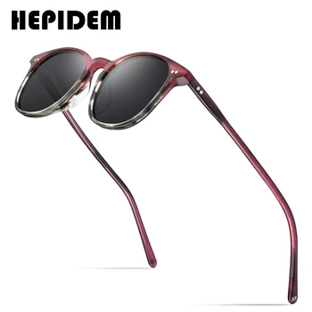 HEPIDEM Ацетатные Поляризирани Слънчеви Очила Мъжки 2020 Нови Модни Луксозни Маркови Дизайнерски Ретро Реколта Квадратни Слънчеви Очила за Жени 9128