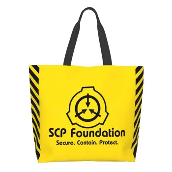 Scp Foundation Едроразмерна Множество Сгъваема Пазарска Чанта Foundation Безопасна Съдържа Предпазва Специални Процедури За Задържане На Лого