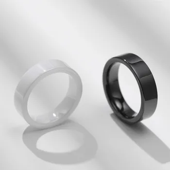 Годежен пръстен на пръстените белота/черноты 6мм керамично просто за размер 6-12 жени хора
