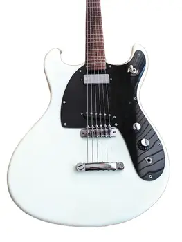 Нова изработени по поръчка бяла електрическа китара с фиксиран мост, хромирани аксесоари, корона във формата на краката, безплатна доставка