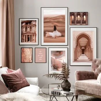 Забележителна Архитектура, Мароко, Пътуване през Пустинята, Цветен Плакат, Картини, Стенни Артистични Щампи, Живопис върху Платно за Спалня, Декориране на Дома