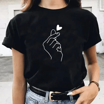 Женска тениска Than Сърце, Тениска Harajuku Love Дамски Модни Дамски Черна Тениска с Графичен Дизайн, Дамски 2022 Нова Лятна дамски Дрехи
