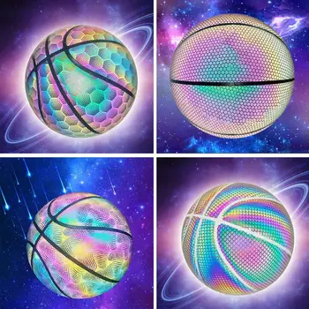 Баскетбол 2021 Нов Блестящ композитен изкуствена кожа Светлоотразителни Холограма Вечерни Декорация на Дома и На Открито Подаръци За Рожден Ден