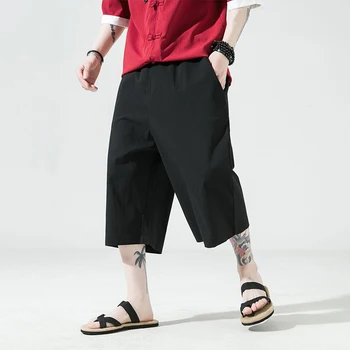 2022 Летни Мъжки Ежедневни Панталони Однотонного Цветове, Леки Панталони в стил Харадзюку Дълги До Прасците За Мъже
