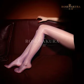 Серия Aurora Без кръста Гланц Розови Тънки Чорапогащи с отворена промежностью, сексуална Обикновен чорапогащник от ликра, 155-175 см, Многоцветни