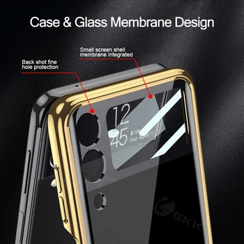 Луксозен Калъф От Закалено стъкло с заден панел За Samsung Galaxy Z Flip 3 5G с Твърд Защитно Покритие За Samsung Z Flip3 5G Case Изображение 2