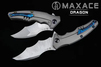 Maxace Legend Of The Dragon Нож M390 Стоманен нож Титановая дръжка Zicronium Timascus Edc за самозащита на открито Изображение 2