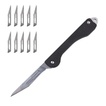 G10 Мини Ключодържател Нож Универсален Нож EDC Сгъваем Нож Със Сменен Нож Скалпел на Мултифункционален Открит Инструмент За Самозащита EDC