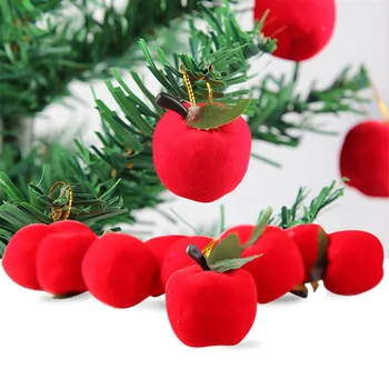 3 см, 12 бр./опаковане. Коледна Украса Червена Ябълка Коледно Дърво Декорация Висулка Коледен Подарък За Децата На Нова Година 2018 Навидад-S