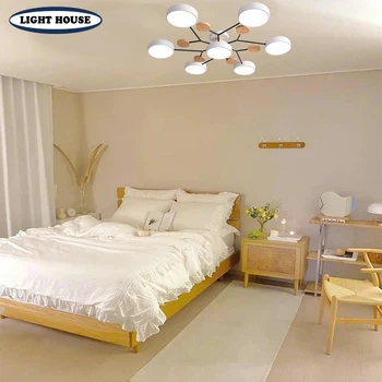 Модерен led тавана лампа за дневна, дървени полилей, таван полилей за спални, трапезария, декоративна лампа за хотела, лампа за преминаване на Изображение 2