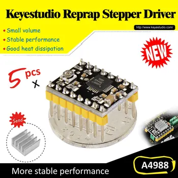Безплатна доставка! (5 бр./лот) A4988 Драйвер за стъпков мотор + радиатор за 3 D принтер, Reprap, RAMPS1.4 за arduino