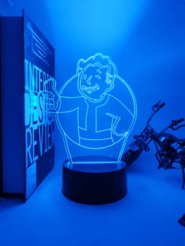 Играта Fallout Shelter Лого Led лека нощ за Деца Украса на Детски Спални Готино Събитие Награда лека нощ Цветна Usb Настолна Лампа Изображение 2