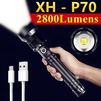 CREE XHP70 Висока Мощност Открит Ловен LED Фенерче USB Зареждане 26650 Мащабируеми Туристически Светлини Мощен Тактически Фенер